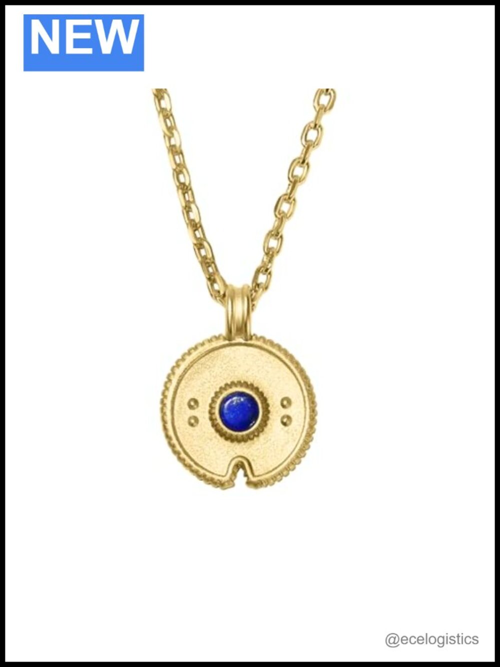 Satin 18K Gold Plated Lapis Lazuli Pendant Necklace